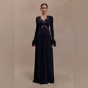 NWT MESHKI BLACK LACE INSERT MAXI DRESS